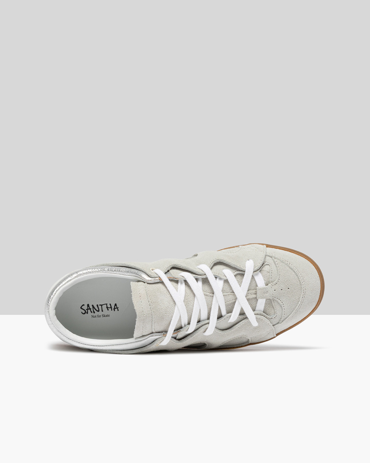 SANTHA: SANTHA LOVE PARK SUEDE WHITE-SILVER