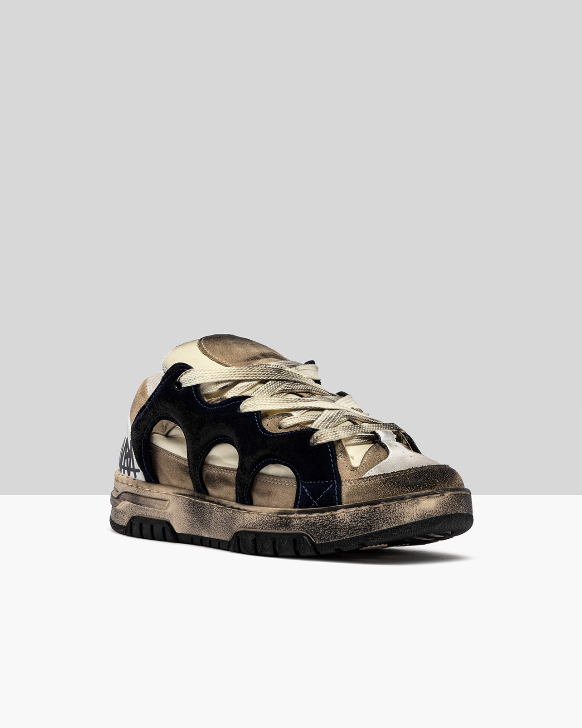 SANTHA: SANTHA MODEL 1 DESTROYED CREAM-NAVY