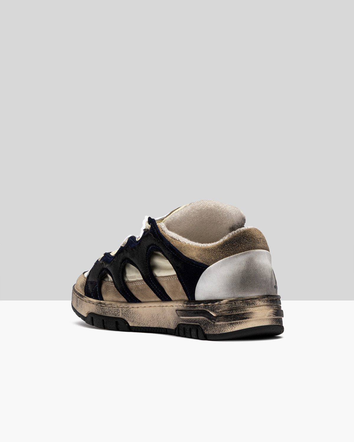 SANTHA: SANTHA MODEL 1 DESTROYED CREAM-NAVY