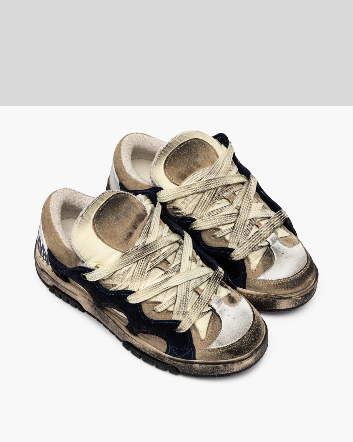 SANTHA: SANTHA MODEL 1 DESTROYED CREAM-NAVY