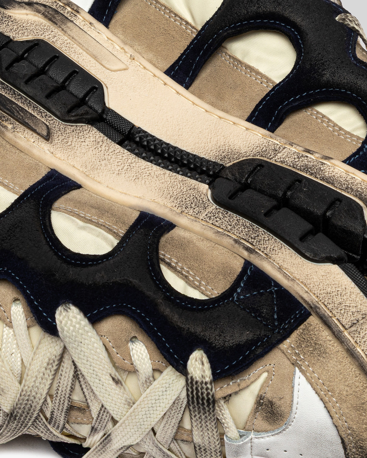 SANTHA: SANTHA MODEL 1 DESTROYED CREAM-NAVY